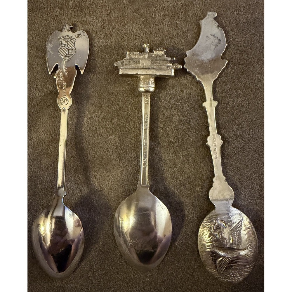 Vintage Lot 14 Collectible Spoons Souvenir Silver Plated 3.75"-5" - Picture 5 of 11